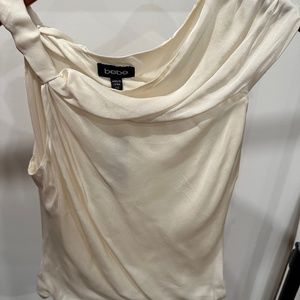 Bebe silk off the shoulder cream top